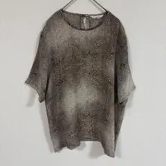 【SAVONA】(2XL)ブラウン系プリントトップス/ゆったりシルエット/上質感