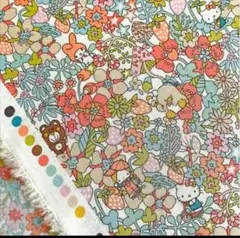 LIBERTY　リバティ　生地　サンリオ　フルーツグローブ　サーモン　27×25