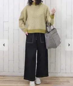 【新品未使用】Bleu Bleuet ヘリンボーン柄ハイネックニット