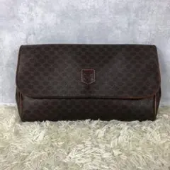 セリーヌ CELINE クラッチバッグ マカダム柄 ブラウン 茶 PVC