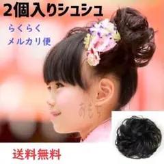 ▲メルカリ便▲2個セット　黒色　付け毛　未使用　黒　シシュ　黒髪