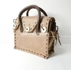 美品 CARVING TRIBES ツイード×レザー ハンドバッグ