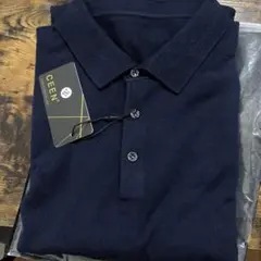 CEEN ポロシャツ メンズ 長袖 ニットセーター　ネイビー　2XL