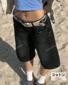 shein ブラック ハーフパンツ デニム