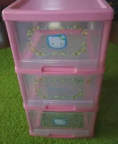 訳あり ハローキティ 衣装ケース 3段 収納プラスチックケース ブルーベリー