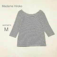 マダムヒロコ トリンプ カットソー 七分袖 ストレッチ ボーダー インナー M