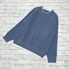 新品✨タグ付き 長袖ニット リブ袖 厚手 メンズ ライトブルー Lサイズ