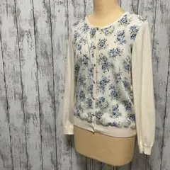 【美品】any SIS エニィスィス 白 ホワイト 花柄 カーディガン