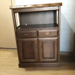 木製電話台 ダークブラウン 収納付き