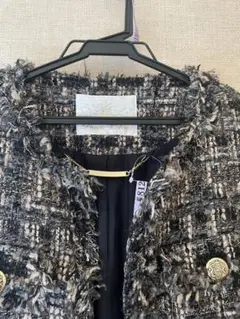 高級ツイードロングジャケット ブラウン系