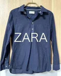 良品ザラZARA上品な長袖シャツネイビー140