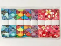 和柄 和風 デザインリボン 青海波 桜 25mm ×1m 8本セットC