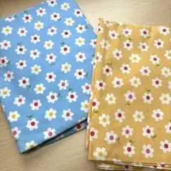花柄綿生地セット（青・黄）　一部使用しています