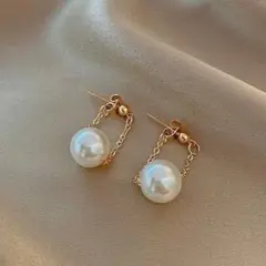 大人気♡　パール　チェーン　ピアス　S925　シンプル　上品　アクセサリー