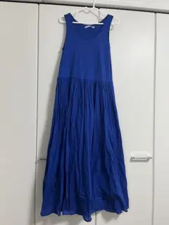 KBF ギャザータンクマキシワンピース　ブルー