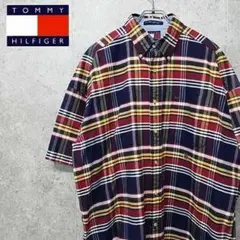 90s トミー ヒルフィガー チェック柄 刺繍ロゴ シャツ USサイズ 古着