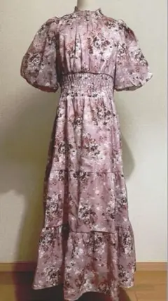 axes femme オーガンジーフラワーワンピース ピンク