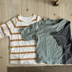 UNIQLO U ストライプ Tシャツ 140 GU緑グレー ビックシルエット
