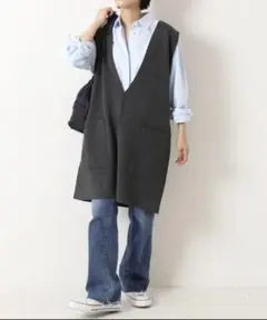 スピックアンドスパン ニットベスト グレー