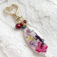 【2615】テニス部キーホルダー 3色の紫陽花 ホワイトオーバル サーブポーズ
