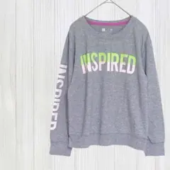 XERSION【L】グレー トレーナー プリント ロゴ プリント スウェット