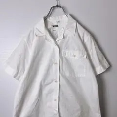 MHL マーガレットハウエル　オープンカラー　シャツ　半袖　白　メンズ　古着