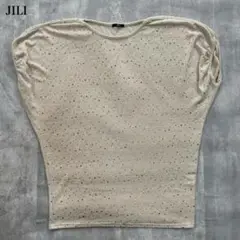 ジリ【M】ニットウェア ミドル丈 ドレープシルエット スパンコール シャイニー