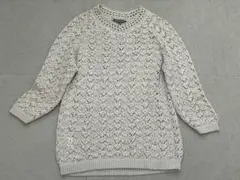 (K05222) LAURA ASHLEY ラメニット切替透かし編みプルオーバー