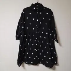 merlot メルロー　ワンピース　黒　ブラック　BLACK　フリーサイズ　総柄