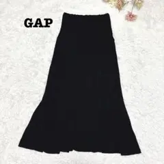 s.863【ギャップ】ロング フレア スカート テロテロ ブラック 無地 ラフ