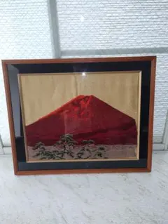 富士山 刺繍アート 木製フレーム