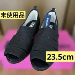 【KISSA SPORT】キサスポーツ 布製サンダル オープントゥ黒23.5cm