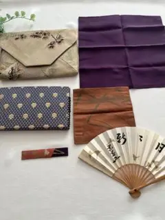 茶道 男性用 お点前稽古セット 数奇屋袋 帛紗ばさみ 帛紗 古帛紗 扇子 楊枝
