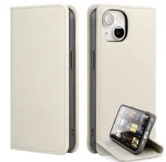 iPhone16 ケース 手帳型 オフホワイト