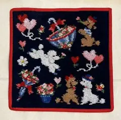 新品・未使用☆フェイラー　B品　モンプティルル　プードル　ハンカチ　ネイビー