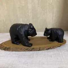 木製クマ親子の置物 セット