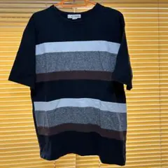 histube Tシャツ L ネイビー/グレー/ブラウン　ヒズチューブ　綿