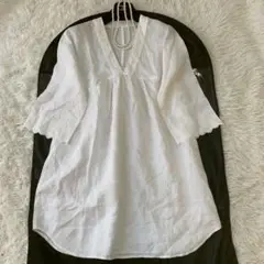 LA MARINEFRANCAISE リネンVネックチュニック　刺繍入り