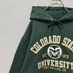 古着 チャンピオン パーカー コロラド大学 カレッジ フーディ ダークグリーンM