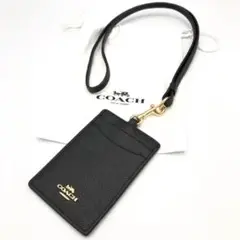 【未使用保管品】9B690/コーチ/カードケース/パスケース/ブラック/ロゴ