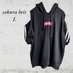 【sakura beis サクラボア】【L】半袖パーカー　肩出し　フード付　夏