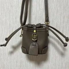 ブラウン ミニ巾着型 ショルダーバッグ