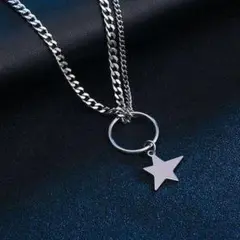 j79 新品☆男女兼用☆スター ホール チェーン ネクレス☆お洒落に☆393