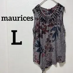 ✨海外古着✨maurices 【L】ノースリーブトップス グレー系 花柄