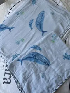 ローラアシュレイ　クジラ　ガーゼケット　2点セット