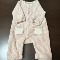 ピンクのポリエステルロンパース 60-70cm