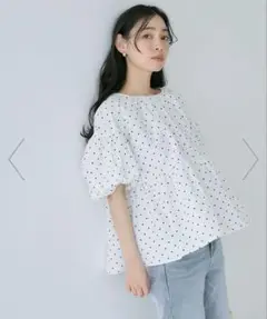 coca パリフワバックリボンブラウス ドット Sサイズ　コカ