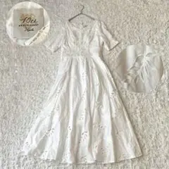 【美品】10周年記念　ノエラ　カットワークレース　ロングワンピース　ホワイト