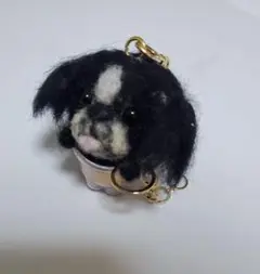 羊毛フェルト 犬マスコット黒白