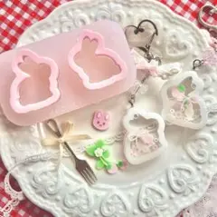 シリコンモールド　兎　2連　うさぎ　シャカシャカ　シェイカーモールド　モールド